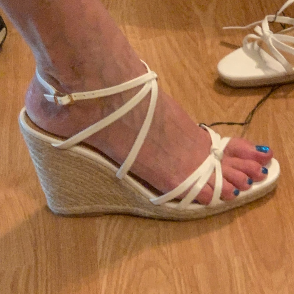 Express white strappy wedges. Size 9, 4 inch heel. Brand new never worn